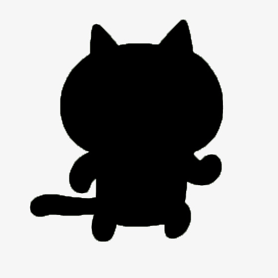 560x560 Cartoon Cat Silhouette Black, Kitty, Black, Sketch Png Image