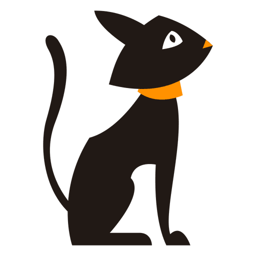 512x512 Black Cat Silhouette Sitting