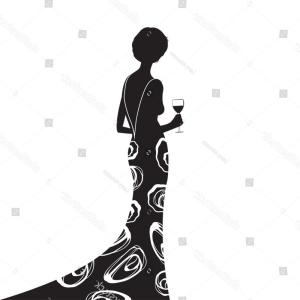 300x300 Silhouette Of Elegant Woman In Dress Vector Clipart Createmepink