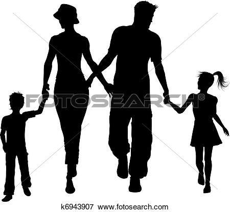450x414 Family Of 5 Silhouette Clip Art Clipart