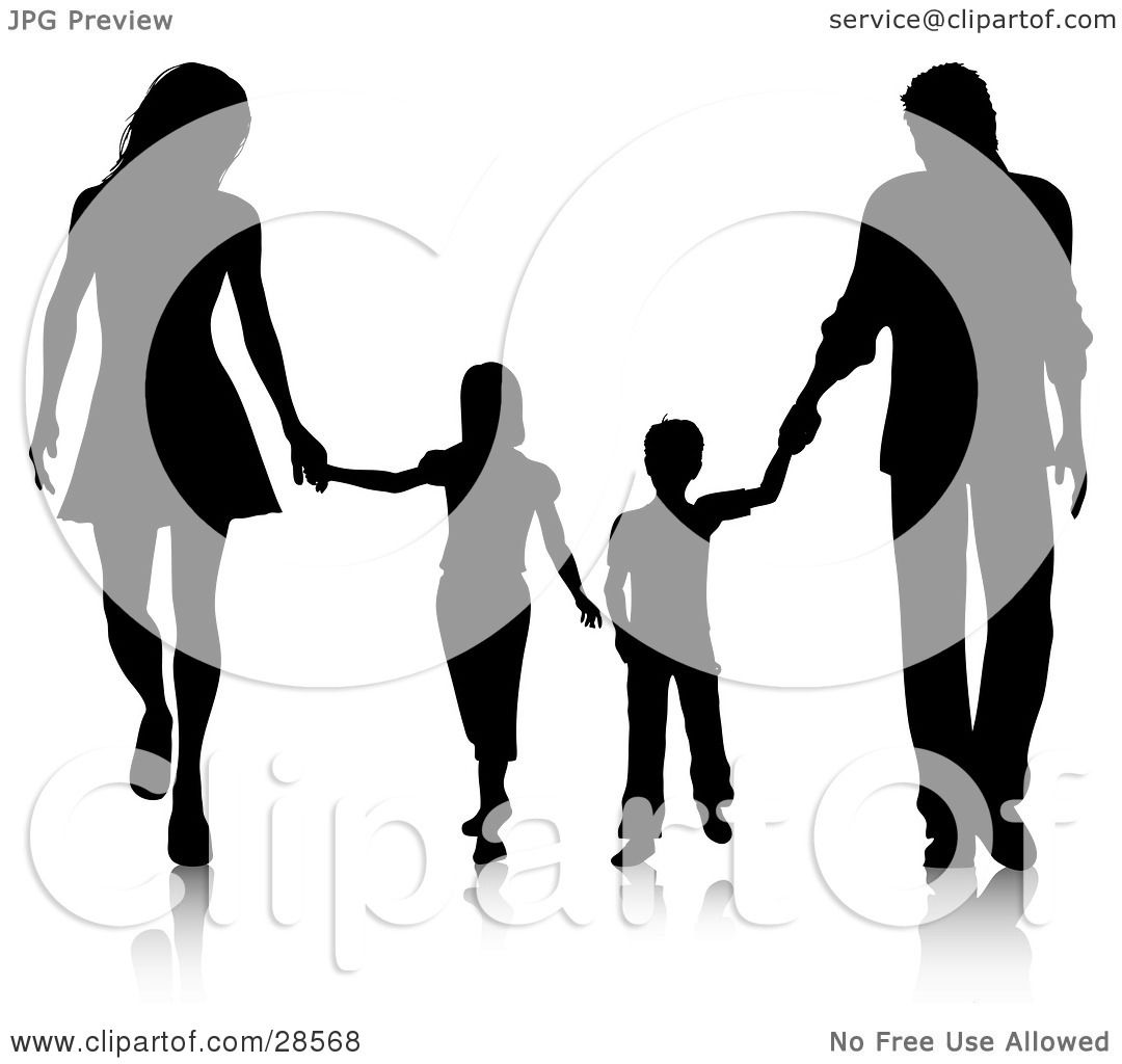 1080x1024 Free Clipart Silhouette Family With Young Children Holding Hands