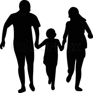 320x320 Black Silhouette Of Family Embracing Vector Illustration Stock