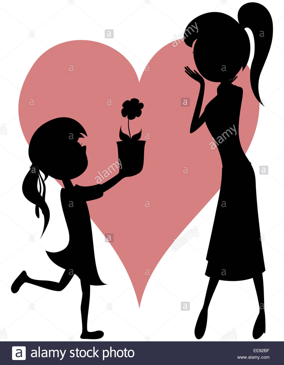 1082x1390 Surprise Mom! Cartoon Style Art With Black Silhouettes Of A Girl