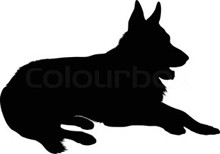 320x224 German Shepherd Dog Head, Black And White Illustration Stock