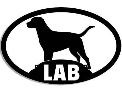 425x319 Oval Lab Silhouette Sticker (Labrador Dog Black Yellow