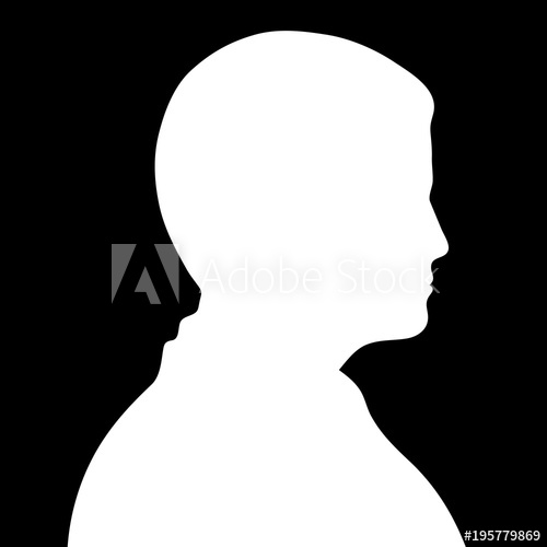 500x500 Simple Silhouette (White) Of A Man. Side View (Profile). Isolated