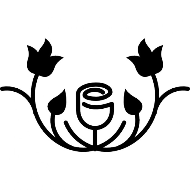 626x626 Rose Outline Variant With Leaves Silhouette And Vines Icons Free