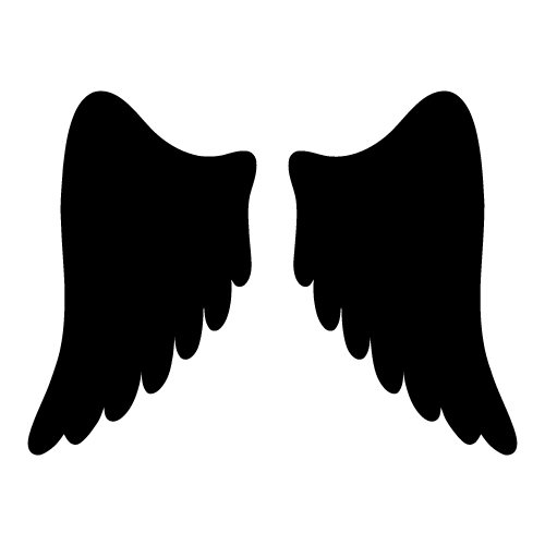 500x500 Black Silhouette Angel Wings Free Clip Art Clipart