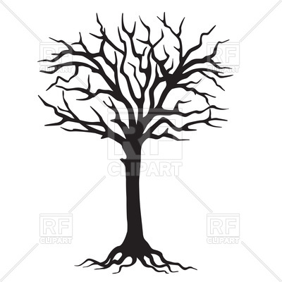 400x400 Hand Drawn Black Silhouette Tree With Roots Royalty Free Vector
