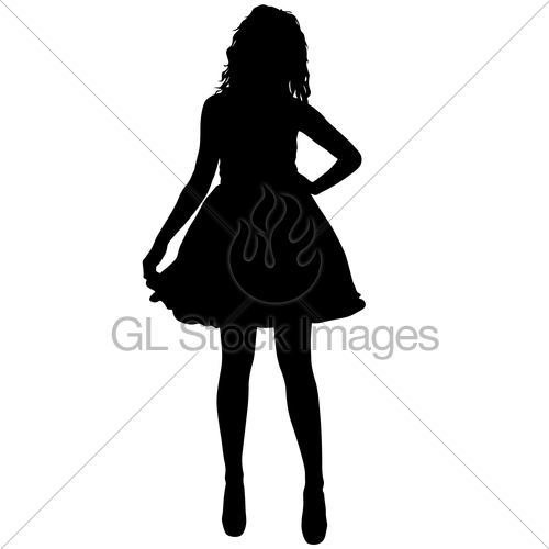 500x500 Black Silhouette Of A Beautiful Girl On A White Background Gl
