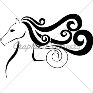 325x325 Vector Horse Silhouette. Black Horse Profile Gl Stock Images
