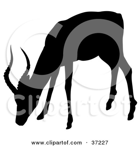 450x470 Clipart Illustration Of A Black Silhouette Of A Leaping Antelope