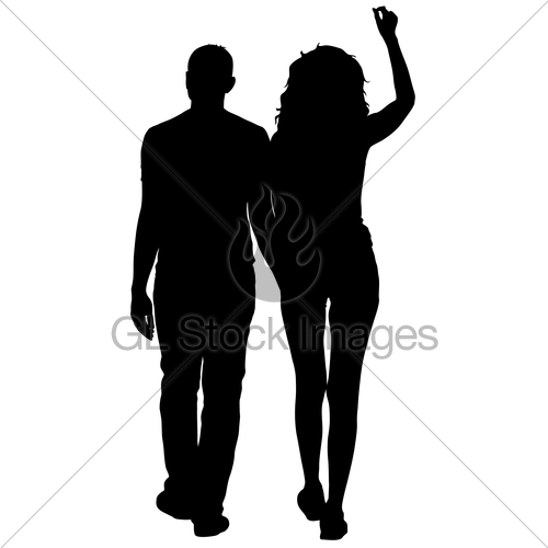500x500 Silhouette Man And Woman Walking Hand In Hand Gl Stock Images