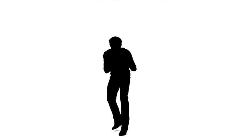 852x480 Silhouette Man Jumping In The Air In Slow Motion Against A White
