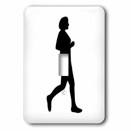 450x450 3drose Black Silhouette Painting Of A Woman Runner Running, 2 Plug