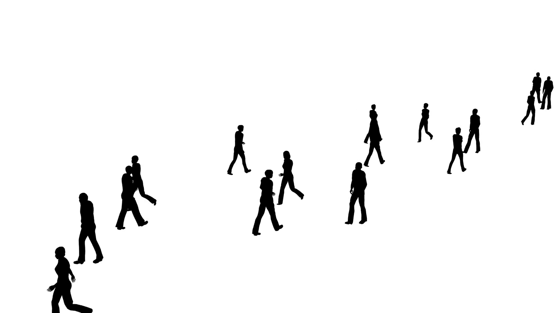 1920x1080 4k Silhouette Crowd Of People Moves, Side View Motion Background