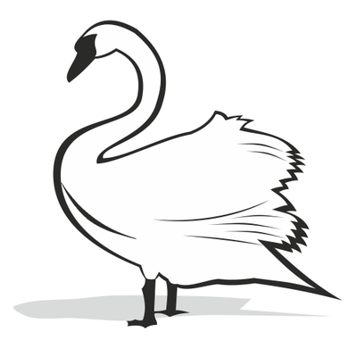 400x400 Black And White Swan Silhouette, Vector File