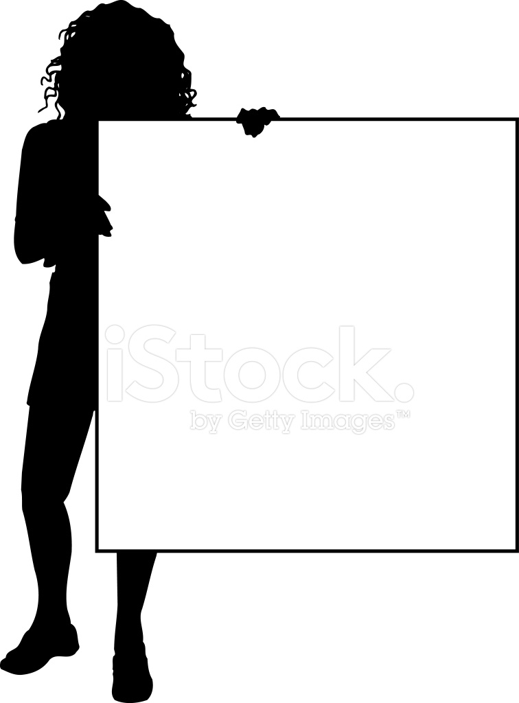 756x1024 Female Holding Blank Sign Vector Stock Vector