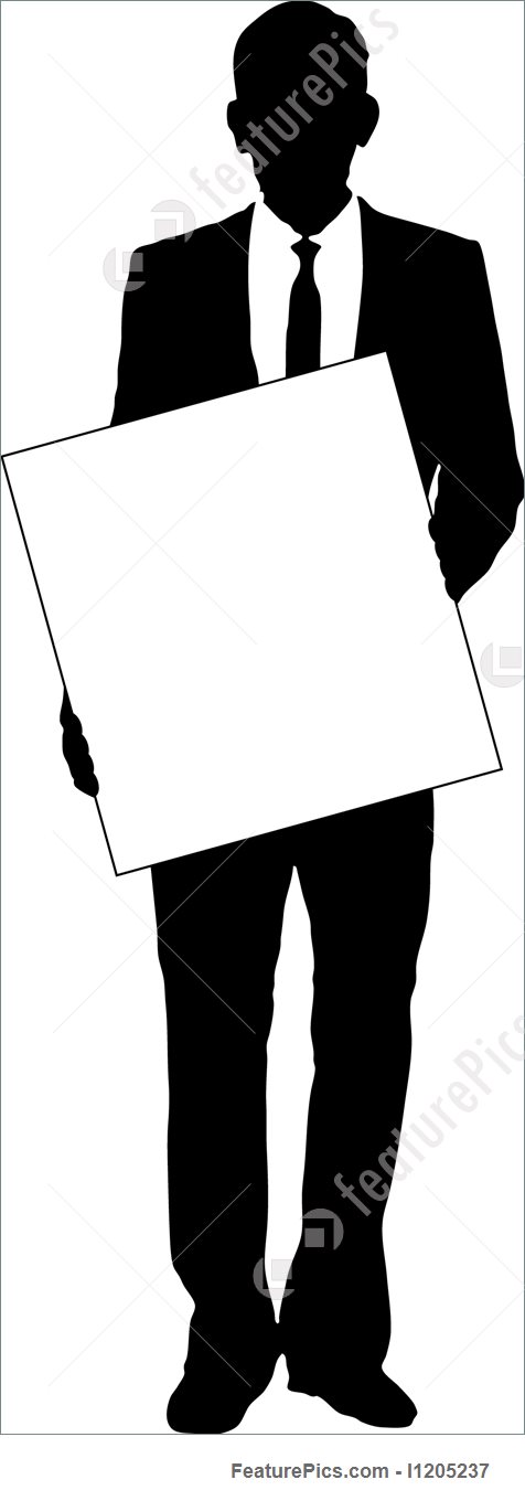 476x1360 Business Man Holding Sign Stock Illustration I1205237