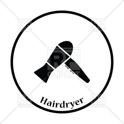 400x400 Thin Circle Silhouette Of Hairdryer Icon Royalty Free Vector Clip