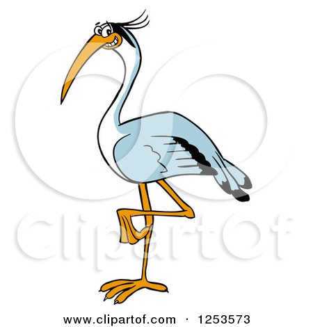 450x470 Clipart Of A Happy Blue Heron Bird