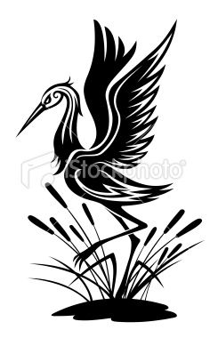 245x380 Heron Bird In Silhouette Style For Environment Design Vector Art