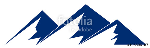 500x162 Silhouette Blue Mountain With Three Peaks On White Background