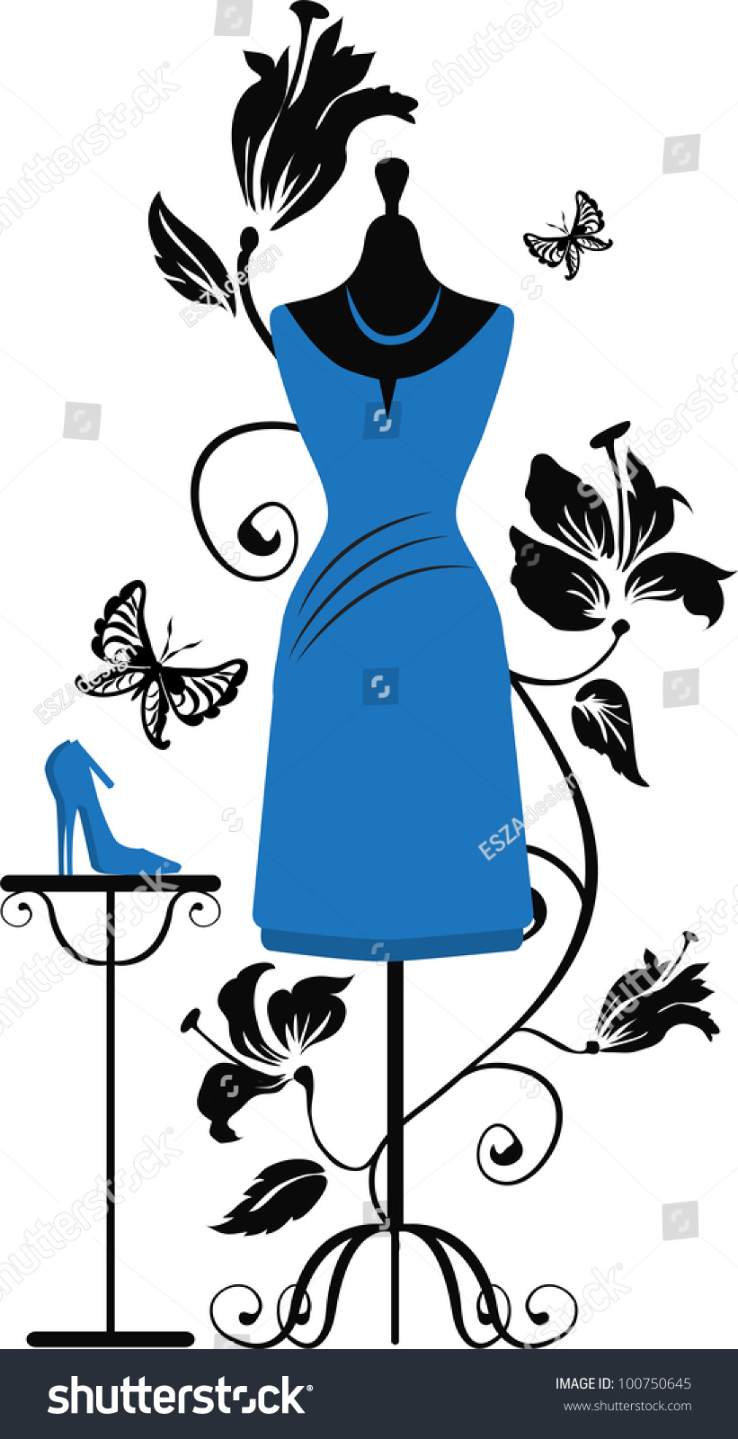 821x1600 Blue Dress Clipart