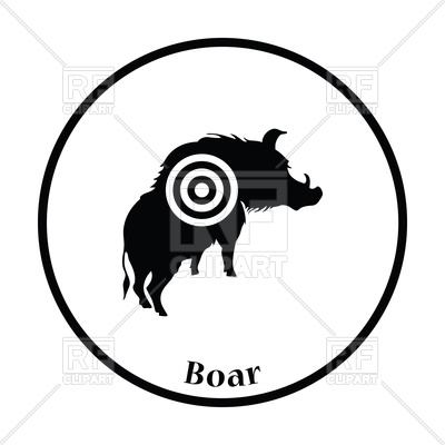 400x400 Thin Circle Design Of Boar Silhouette With Target Icon Royalty