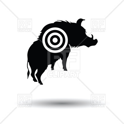 400x400 Boar Silhouette With Target Icon Royalty Free Vector Clip Art