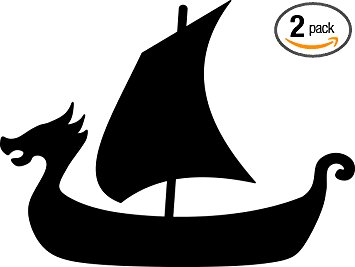 355x267 Viking Ship Silhouette (Black) Waterproof Vinyl Decal