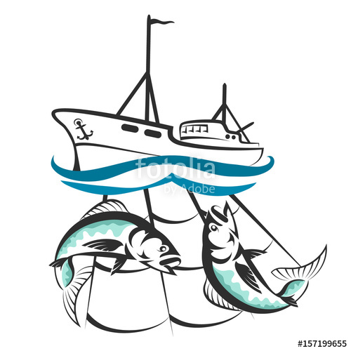 500x500 A Fishing Boat With A Catch Silhouette Stock Image And Royalty