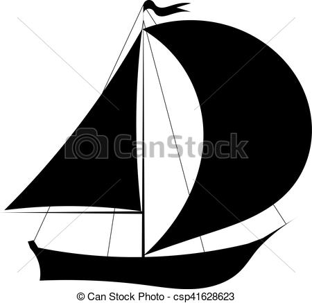 450x437 Vector Illustration Of Black Silhouette Of Sailing Yacht