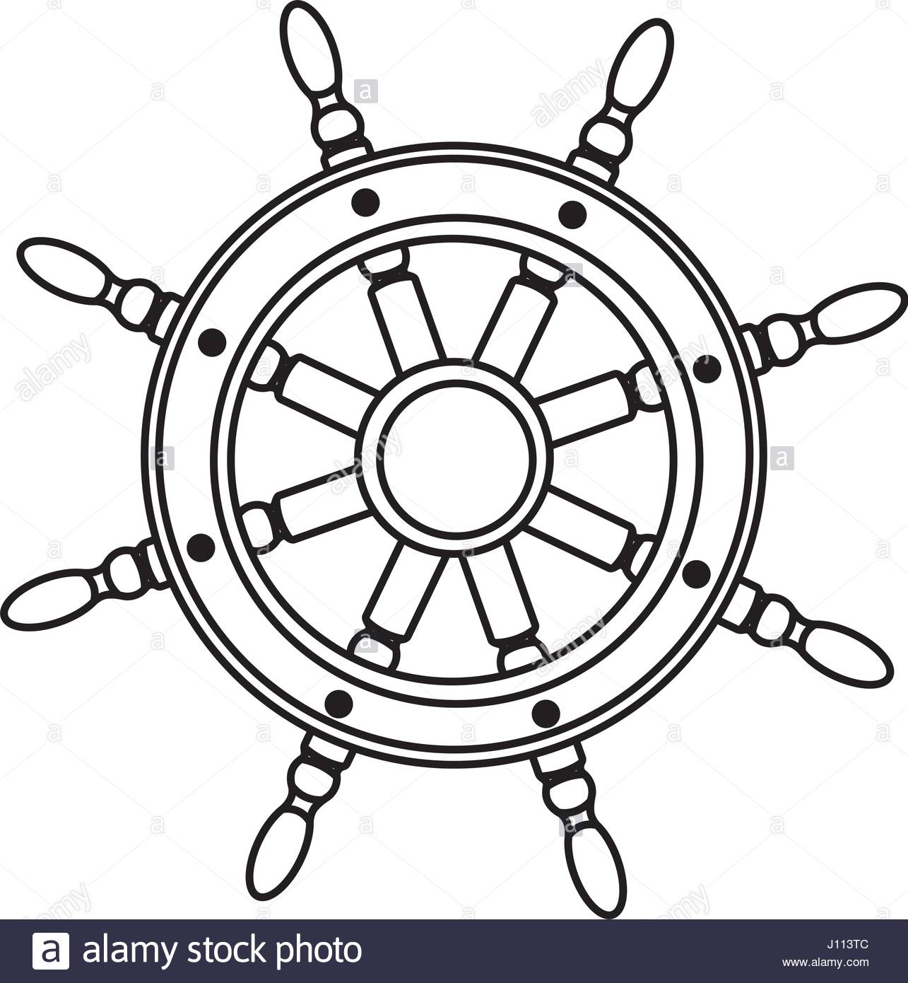 1285x1390 Monochrome Silhouette Of Boat Helm Stock Vector Art Amp Illustration