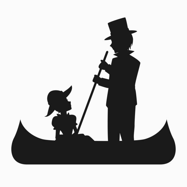 612x612 Man And Woman Riding In A Boat Clipart