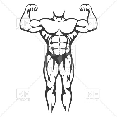 400x400 Male Body Muscle Black Silhouette Royalty Free Vector Clip Art