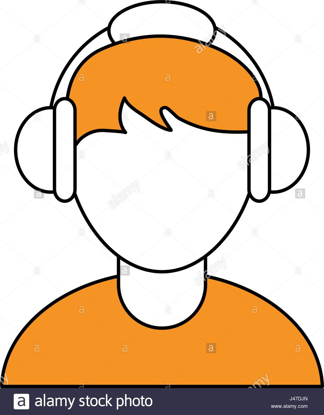 1088x1390 Color Silhouette Cartoon Faceless Half Body Guy With Headphones