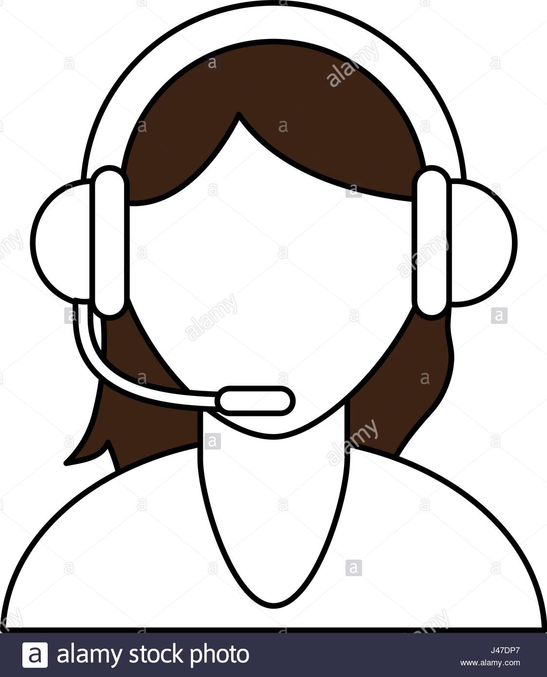 1124x1390 Color Silhouette Cartoon Half Body Faceless Woman Customer Service