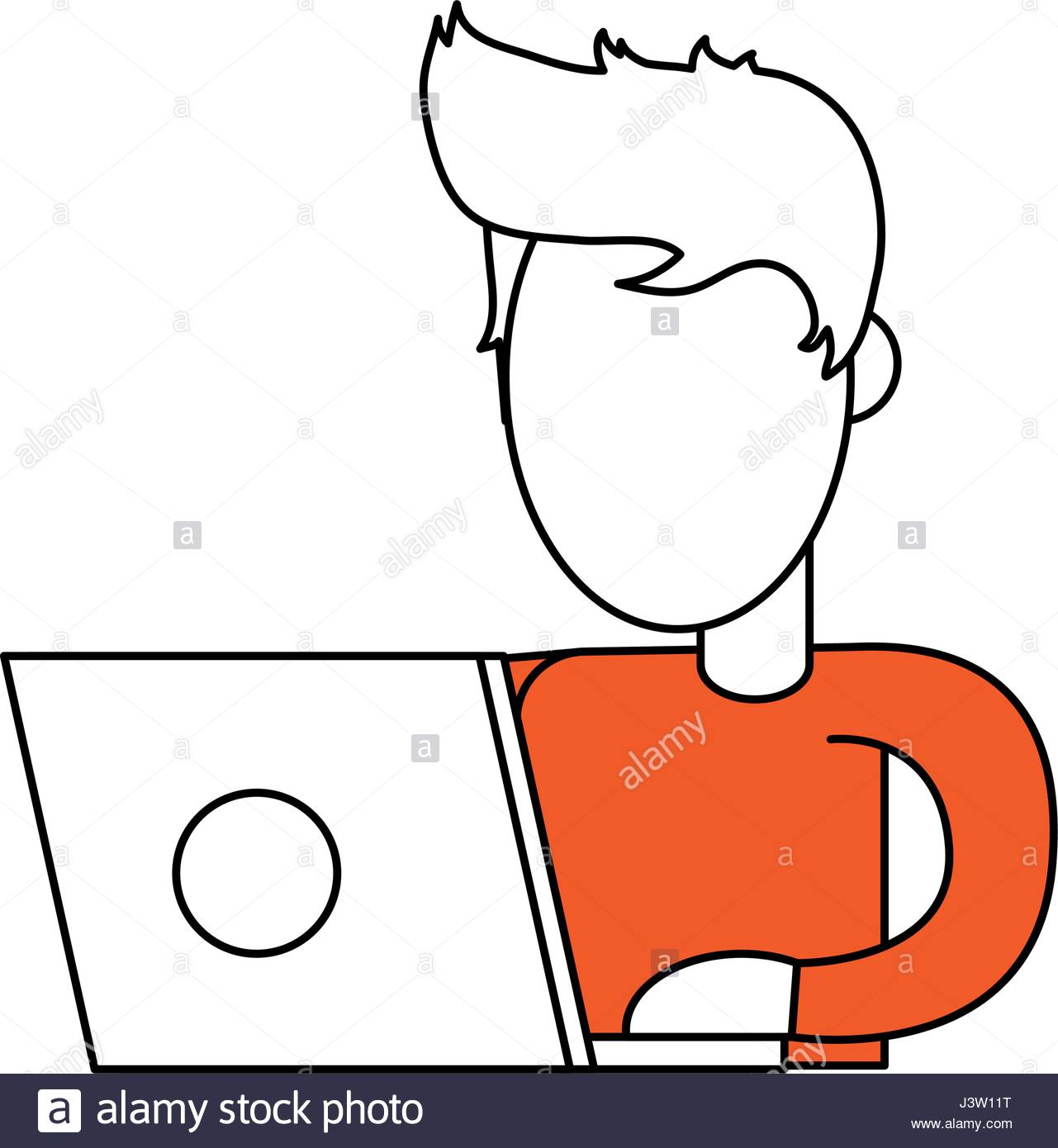 1281x1390 Color Silhouette Image Faceless Half Body Man With Laptop Computer