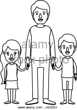 300x428 Silhouette Caricature Full Body Man Carrying A Little Girl Stock
