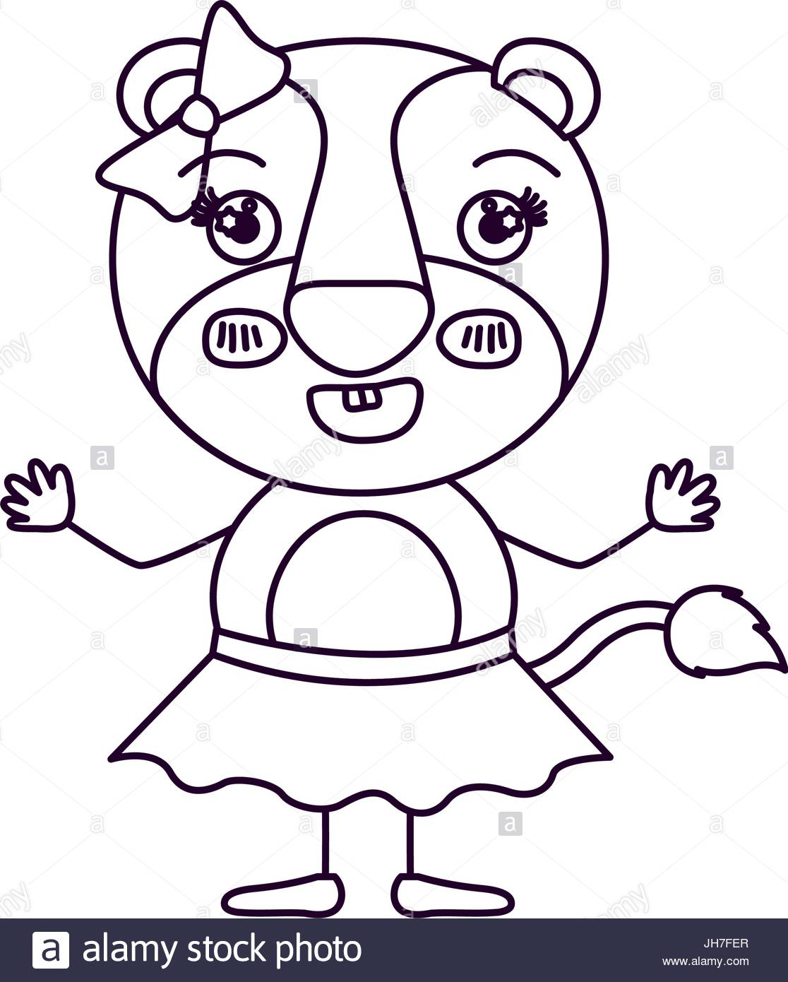 1116x1390 Sketch Silhouette Caricature Half Body Of Female Lioness With Bow