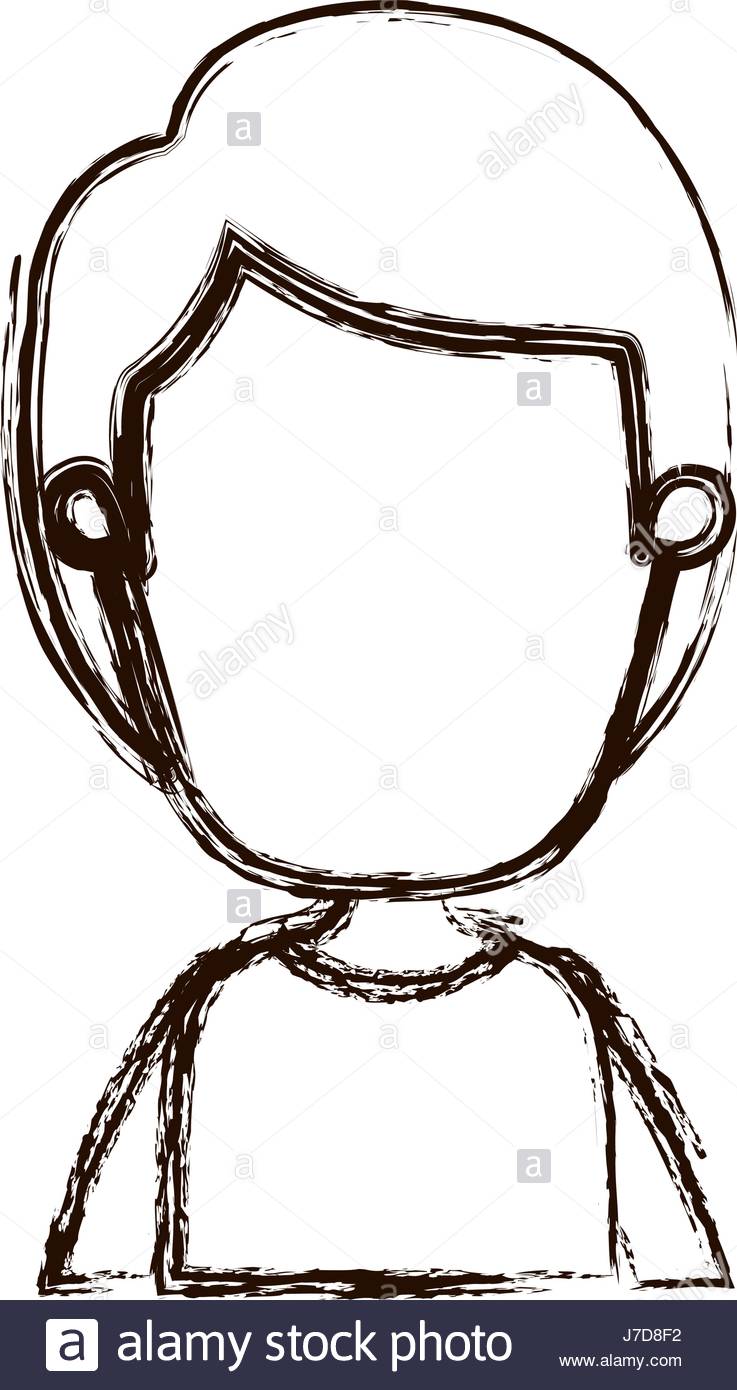 737x1390 Blurred Silhouette Caricature Faceless Front View Half Body Boy