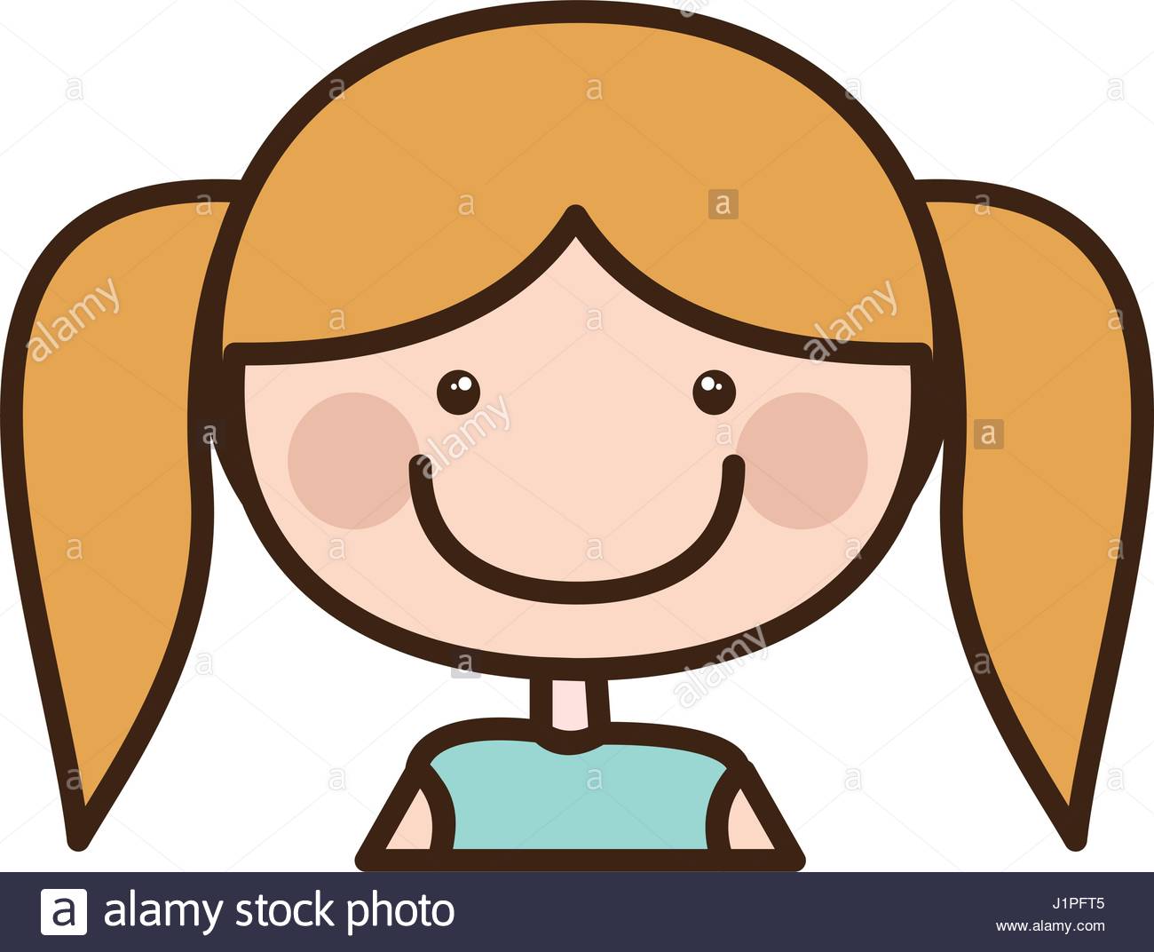 1300x1072 Color Silhouette Cartoon Half Body Girl With Pigtails Hairstyle