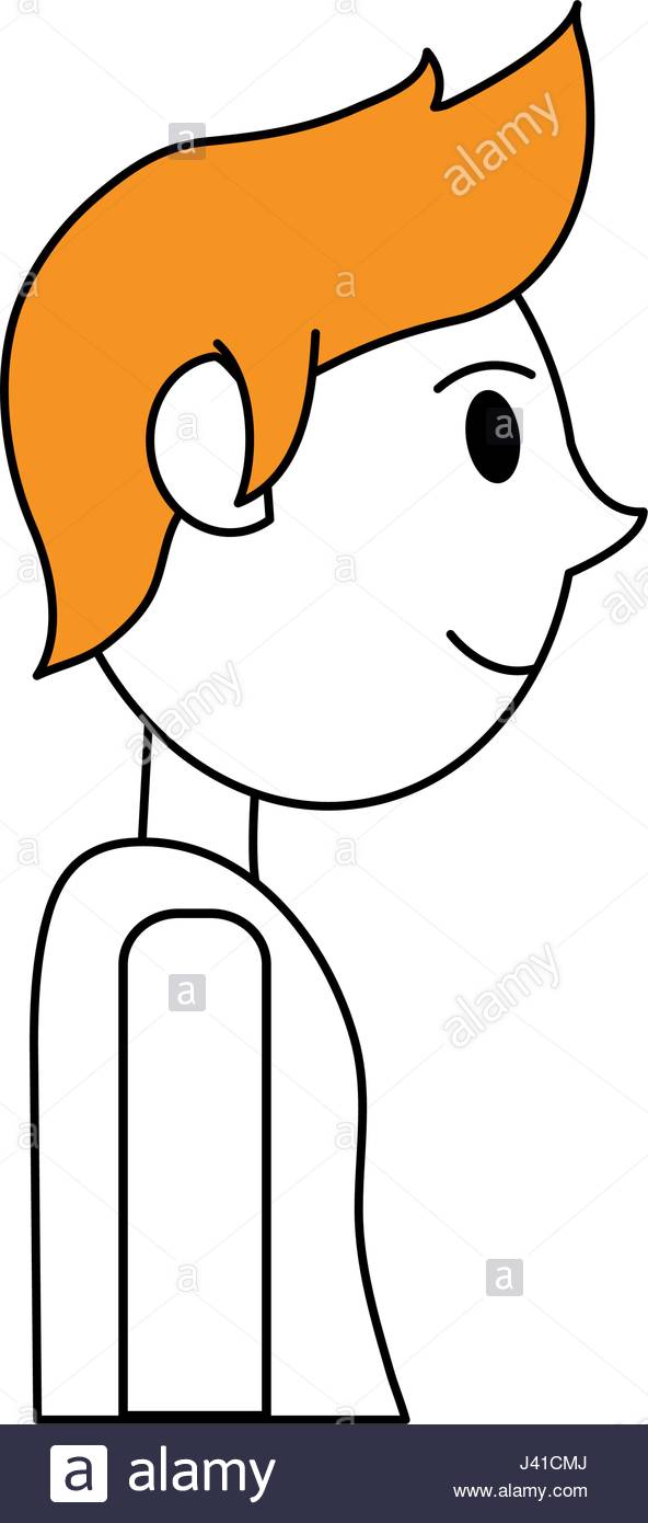 592x1390 Color Silhouette Cartoon Side View Half Body Man With T Shirt