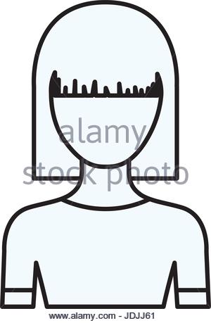 300x459 Sketch Silhouette Of Faceless Half Body Girl With Pair Pigtails