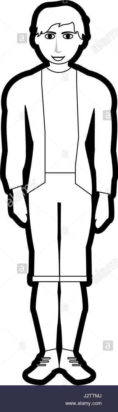 399x1390 Black Silhouette Cartoon Full Body Man With Shorts And Jacket