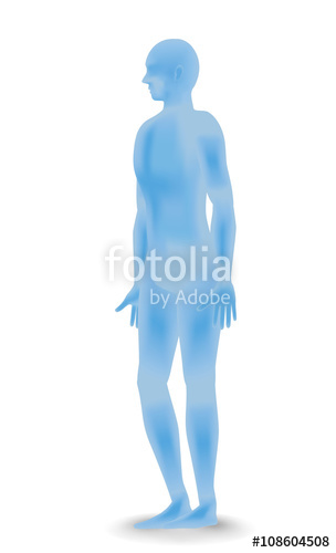 304x500 Standing Human Body Silhouette, Side View, Vector Illustration