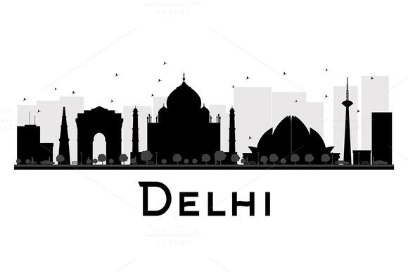 580x386 Delhi City Skyline Graphics Delhi City Skyline Black And White