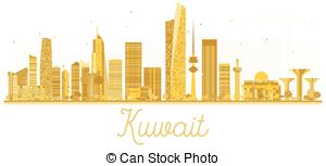 300x153 Kuwait City Skyline Golden Silhouette. Vector Illustration