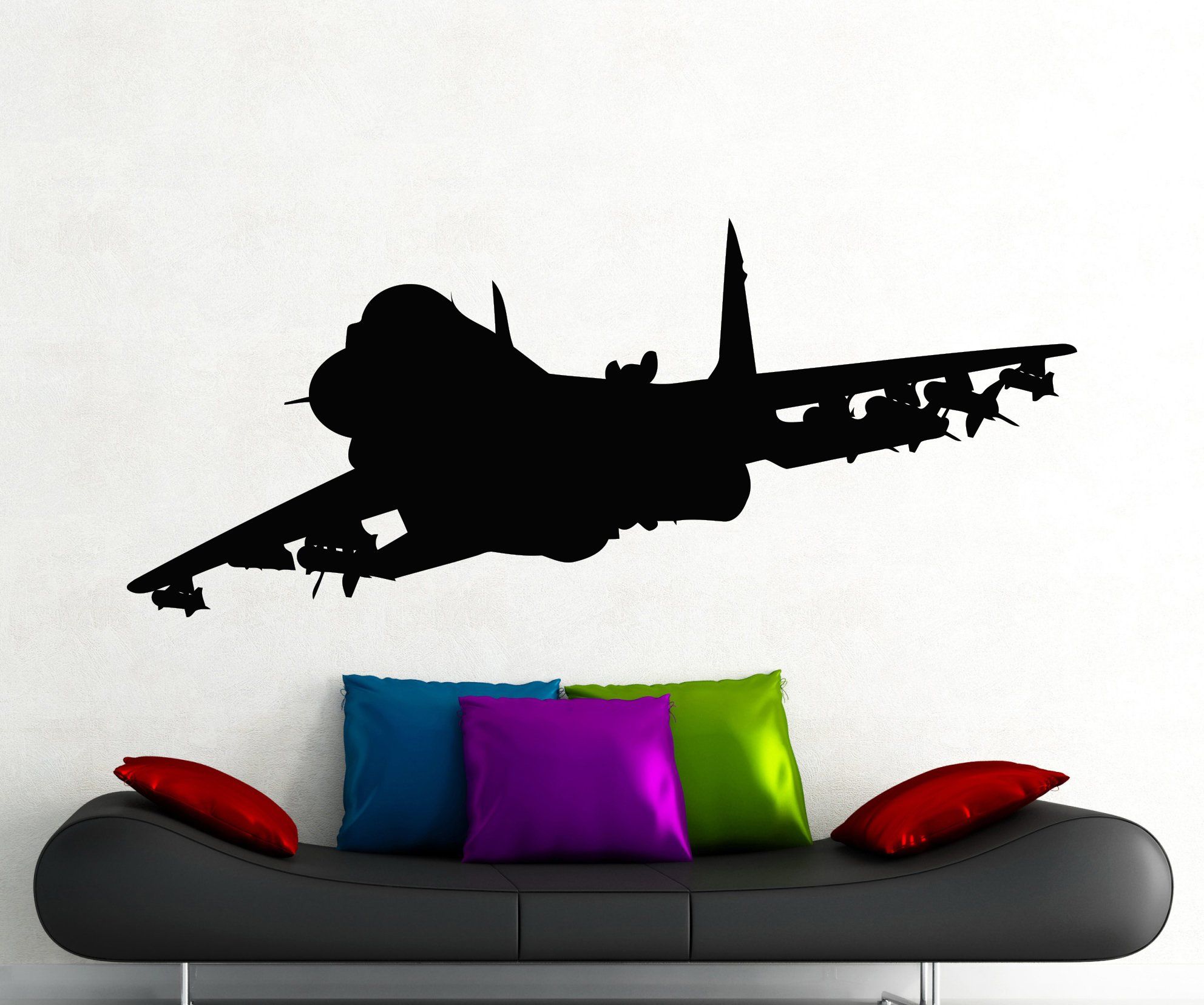 1984x1656 Jet Airplane Fighter Silhouette Wall Decal Aircraft Bomber